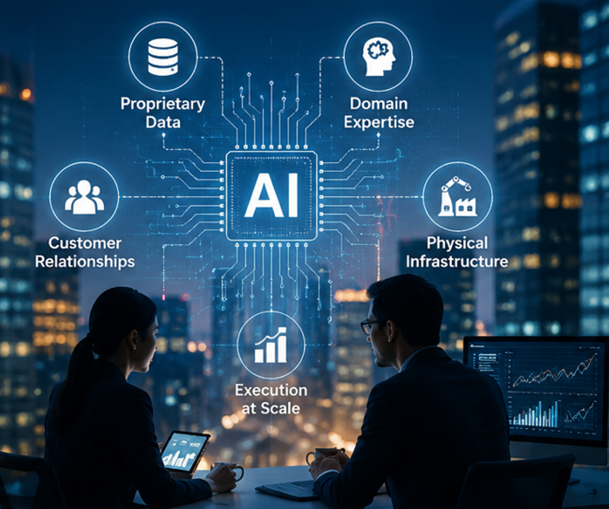 AI business ecosystem connecting artificial intelligence with proprietary data, industrial expertise, customers and physical infrastructure.